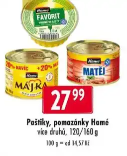 Qanto Paštiky, pomazánky Hamé nabídka