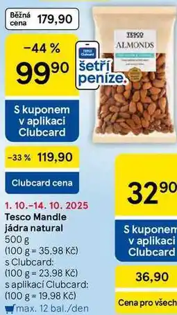 Tesco Tesco Mandle jádra natural, 500 g nabídka