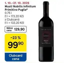 Tesco Musti Nobilis Infinitum Primitivo Puglia, 0.75 l nabídka