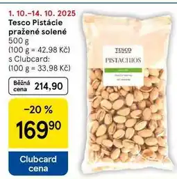 Tesco Tesco Pistácie pražené solené, 500 g nabídka