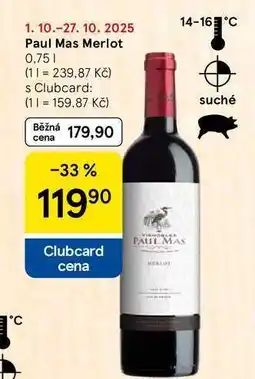 Tesco Paul Mas Merlot, 0,75 l nabídka