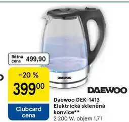 Tesco Daewoo DEK-1413 Elektrická skleněná konvice, 2 200 W. objem 1,7 l nabídka