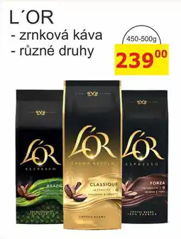 BENE Nápoje L'OR - zrnková káva - různé druhy 450-500g nabídka