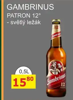 BENE Nápoje GAMBRINUS PATRON 12° 0,5l nabídka