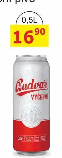 BENE Nápoje BUDVAR Pivo světlé výčepní 0,5l 0.5l plechovka nabídka