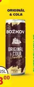 BENE Nápoje BOŽKOV ORIGINÁL & COLA 0,25l míchaný drink, plech nabídka