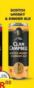 BENE Nápoje CLAN CAMPBELL SCOTCH WHISKY GINGER ALE 0,25l míchaný drink, plech nabídka