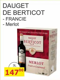 BENE Nápoje DAUGET DE BERTICOT Merlot 3L nabídka