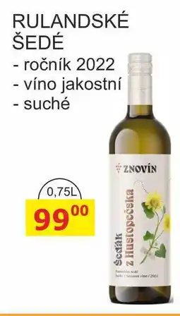 BENE Nápoje ZNOVÍN ZNOJMO RULANDSKÉ ŠEDÉ suché 0,75L nabídka