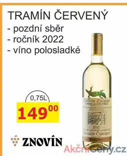 BENE Nápoje ZNOVÍN ZNOJMO TRAMÍN ČERVENÝ 0,75L nabídka