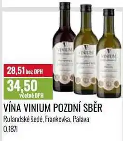 Ratio VÍNA VINIUM POZDNÍ SBĚR 0,187l nabídka