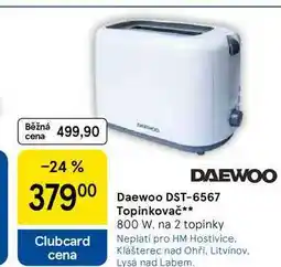 Tesco Daewoo DST-6567 Topinkovač, 800 W, na 2 topinky nabídka