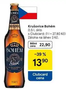 Tesco Krušovice Bohém, 0.5 l nabídka