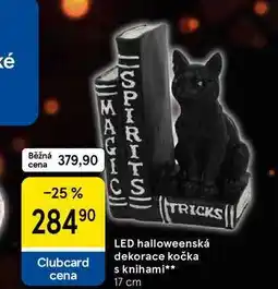 Tesco LED halloweenská dekorace kočka s knihami, 17 cm nabídka