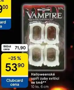 Tesco Halloweenské upíří zuby svítící ve tmě, 10 ks, 6 cm nabídka