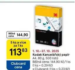 Tesco Kodak Kancelářský papír, A4, 80 g. 500 listů nabídka
