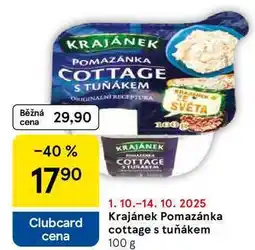 Tesco Krajánek Pomazánka cottage s tuňákem, 100 g nabídka
