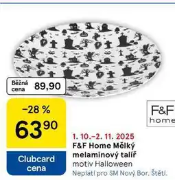 Tesco F&F home mělký melaminový talíř nabídka