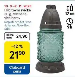 Tesco Hřbitovní svíčka, 30 g. skleněná nabídka