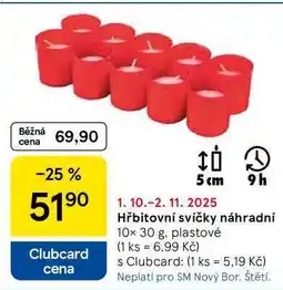Tesco Hřbitovní svíčky náhradní, 10x 30 g, plastové nabídka