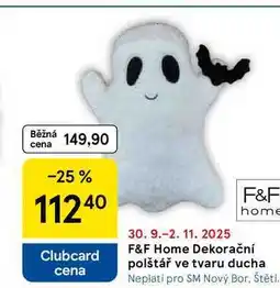 Tesco F&F Home Dekorační polštář ve tvaru ducha nabídka