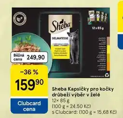 Tesco Sheba Kapsičky pro kočky drůbeží výběr v želé, 12× 85 g nabídka