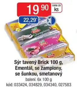 Qanto Sýr tavený Brick, Ementál, se žampiony, se šunkou, smetanový nabídka