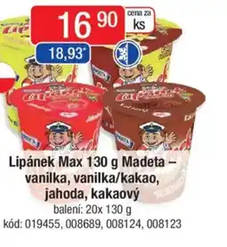Qanto Lipánek Max Madeta - vanilka, vanilka/kakao, jahoda, kakaový nabídka
