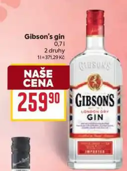 Billa Gibson‘s Gin nabídka