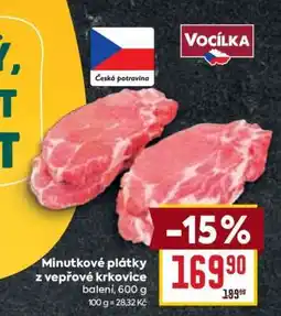 Billa Minutkové plátky z vepřové krkovice nabídka