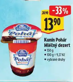 Albert Kunín pohár mléčný dezert nabídka