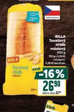 Billa Toustový chléb máslový nabídka