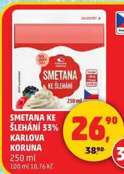 Penny Market SMETANA KE ŠLEHÁNÍ 33% KARLOVA KORUNA, 250 ml nabídka