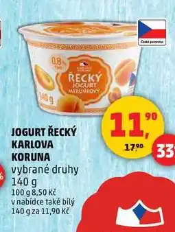 Penny Market JOGURT ŘECKÝ KARLOVA KORUNA, 140 g nabídka