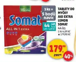 Penny Market TABLETY DO MYČKY AIO EXTRA LEMON SOMAT, 44 ks nabídka