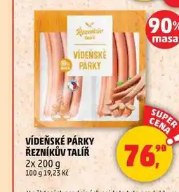 Penny Market VÍDEŇSKÉ PÁRKY ŘEZNÍKŮV TALÍŘ, 2x 200 g nabídka