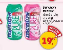 Penny Market ŽVÝKAČKY MENTOS, 26/30 g nabídka
