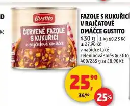 Penny Market FAZOLE S KUKUŘICÍ V RAJČATOVÉ OMÁČCE GUSTITO, 430 g nabídka