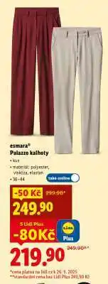 Lidl ESMARA Palazzo Kalhoty nabídka