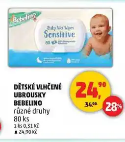 Penny Market DĚTSKÉ VLHČENÉ UBROUSKY BEBELINO, 80 ks nabídka
