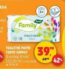 Penny Market TOALETNÍ PAPÍR TENTO FAMILY, 8 rolí nabídka