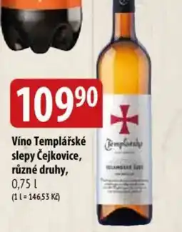 Bala Víno Templářské slepy Čejkovice nabídka