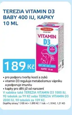Lékárna AGEL Terezia vitamin D3 baby 400 IU, kapky nabídka