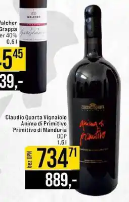 Jip Claudio Quarta Vignaiolo Anima di Primitivo Primitivo di Manduria DOP 1,5 l nabídka