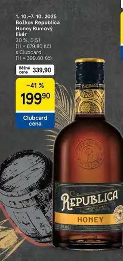 Tesco Božkov Republica Honey Rumový likér 30%, 0,5 l nabídka