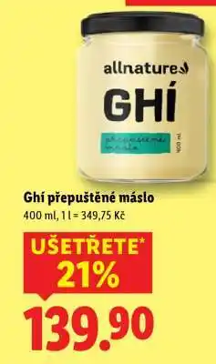 Lidl Ghí přepuštěné máslo nabídka