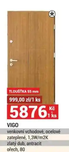 Merkury Market VIGO venkovní vchodové, ocelové zateplené, 1,3W/m2K zlatý dub, antracit ořech, 80 nabídka