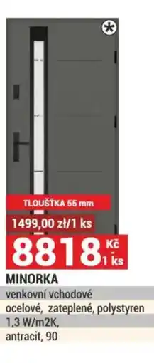 Merkury Market MINORKA venkovní vchodové ocelové, zateplené, polystyren 1,3 W/m2K, antracit, 90 nabídka
