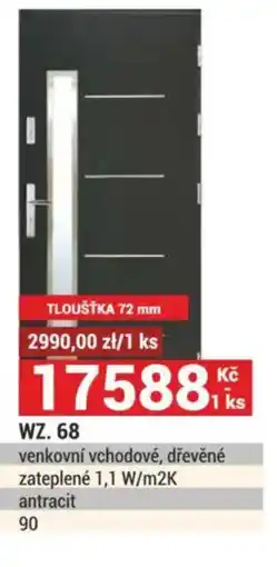 Merkury Market WZ.68 venkovní vchodové, dřevěné zateplené 1,1 W/m2K antracit 90 nabídka