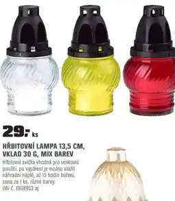 OBI Hřbitovní lampa 13,5 cm, vklad 30 g, mix barev nabídka